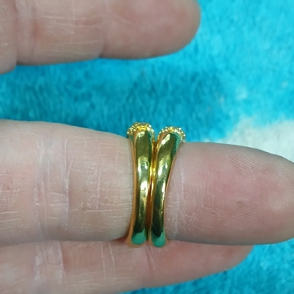 Goldtone cubic zirconia wedding engagement set new size 6.5